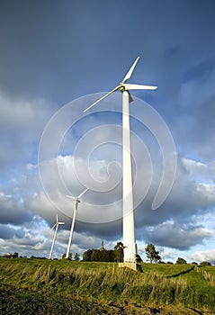 Wind turbine and boy.