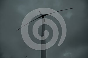 Wind turbine closeup.