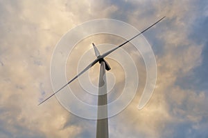 Wind turbine on a cloudy day