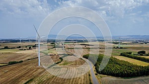 Wind turbine with a cloudy and gray sky, villacidro photo