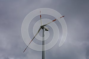 Wind turbine and cloudy sky