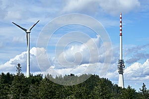Wind turbine and communications tower