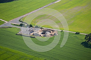 Wind turbine construction site from the bird eye`s view