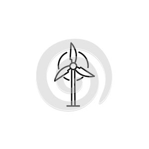 Wind turbine energy power line icon. Windpower electric propeller windmill