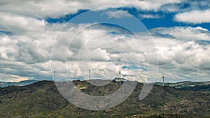 A wind turbine factory on top of a hill in Northeastern Portugal, renewable energy concept