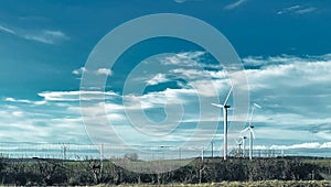 wind turbine farm on french countryside