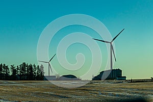 Wind turbine farm. Red Deer County, Alberta, Canada
