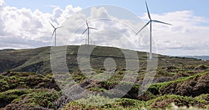 Wind turbine farm on top of hill