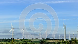 Wind turbine field on the hill.