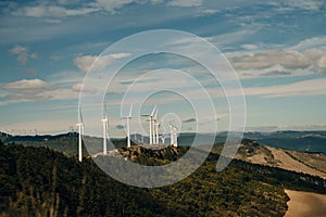 Wind turbine field in Navarre, Spain.