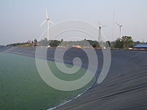 Wind turbine generating electricity.