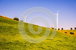 Wind turbine Generator on grass field