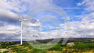 Wind turbine generators on top a hill