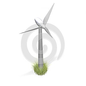 Wind turbine and grass on white