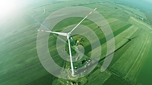 Wind turbine - Green Energy Concept, Aerial photo from the top