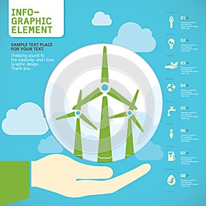 Wind turbine on hand Vector.