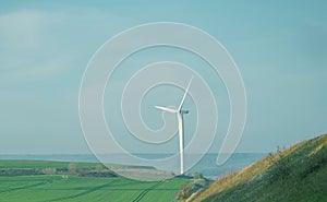 Wind turbine on hill