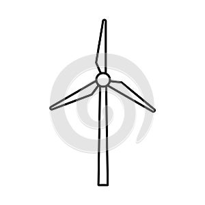 Wind turbine icon in linear style. Vector.