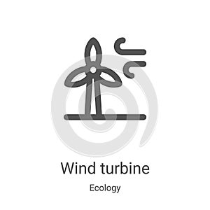 wind turbine icon vector from ecology collection. Thin line wind turbine outline icon vector illustration. Linear symbol for use