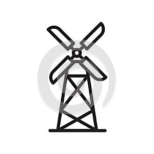 Wind turbine icon vector isolated on white background, Wind turbine sign , linear symbol and stroke design elements in outline