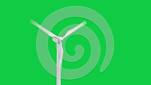 Wind turbine isolated on green screen background