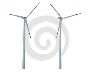 Wind turbine isolated on white background.