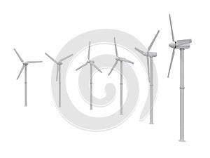 Wind turbine isolated on white backgroung, 3d rendering