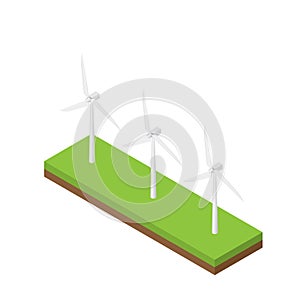 Wind turbine isometric vector, natural future energy