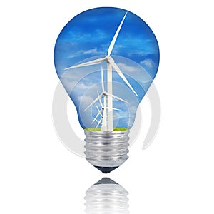 wind turbine light bulb on white background