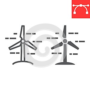 Wind Turbine line and glyph icon, energy and ecology, wind energy sign vector graphics, editable stroke linear icon, eps