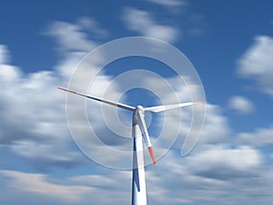 Wind Turbine with moving clouds on background