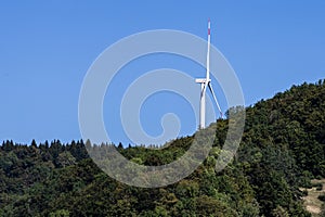 wind turbine in natural landscape environment