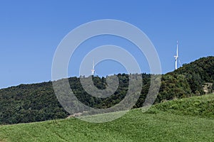 wind turbine in natural landscape environment