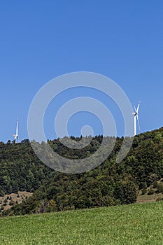 wind turbine in natural landscape environment