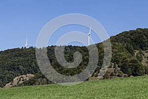 wind turbine in natural landscape environment