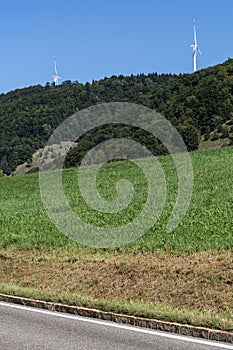 wind turbine in natural landscape environment