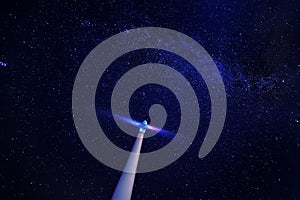Wind turbine at night