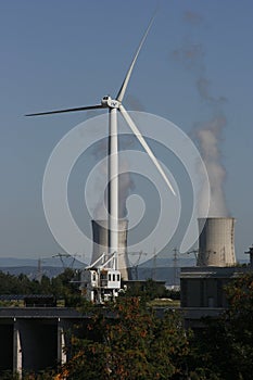 Wind Turbine & nuclear cooling tower