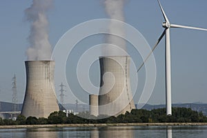 Wind Turbine & nuclear cooling tower