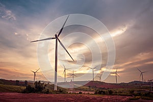 Wind turbine power generators on mountain