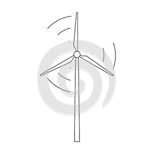 Wind turbine or power icon. Modern windmill silhouette. Eco energy concept. Vector.