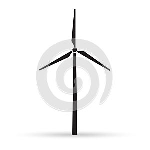 Wind turbine or power icon. Modern windmill silhouette. Eco energy concept. Vector illustration.