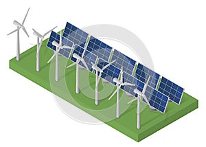 Wind turbine power. Isometric clean energy concept