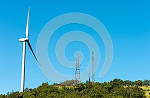 Wind Turbine with Power Line