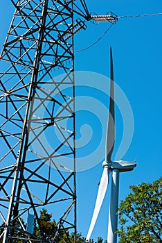 Wind Turbine with Power Line