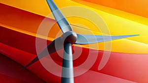 Wind turbine on a red and yellow background, color field art with colorful background, generative ai