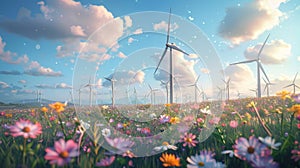 Wind turbine. renewable energy. Generative AI