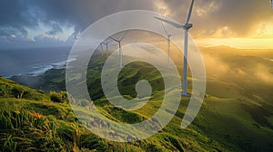 Wind turbine. renewable energy. Generative AI