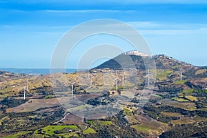 Wind turbine renewable energy source on landscape