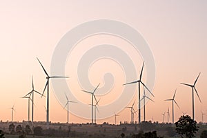 Wind turbine renewable energy at sunset